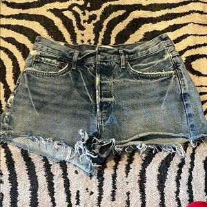 Agolde Blue Distressed Jean Shorts